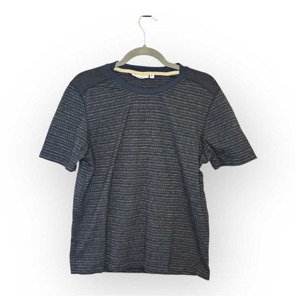 Hudson & Barrow Navy Blue Striped Knit Crew Neck Preppy Casual T-Shirt Medium